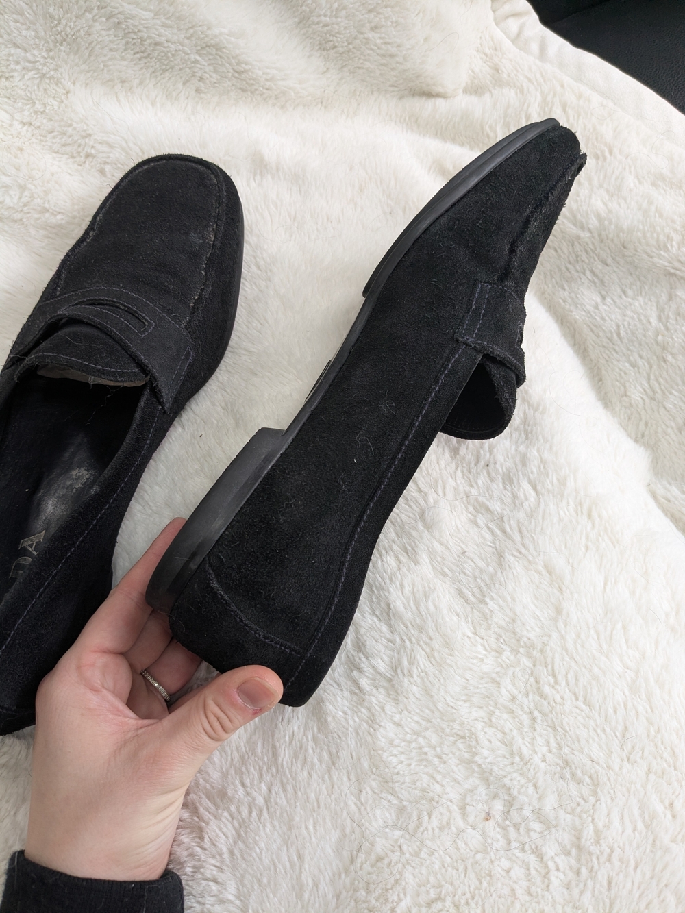 Prada Men’s Black Suede Penny Loafers - Picture 8 of 14